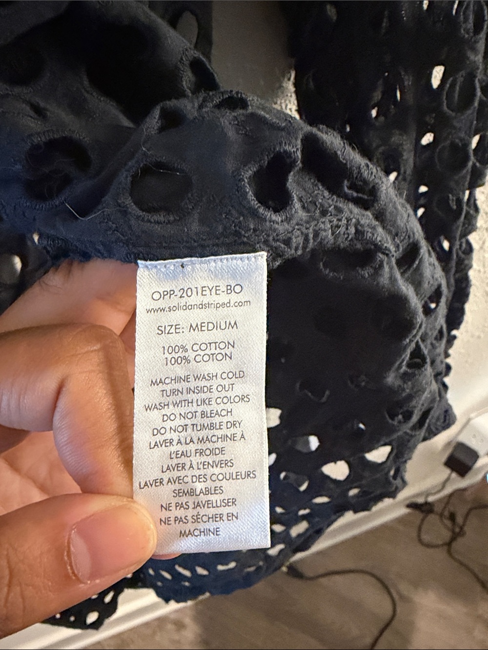 Solid & Striped Eyelet Pareo Cover-Up Black Medium - Picture 3 of 5